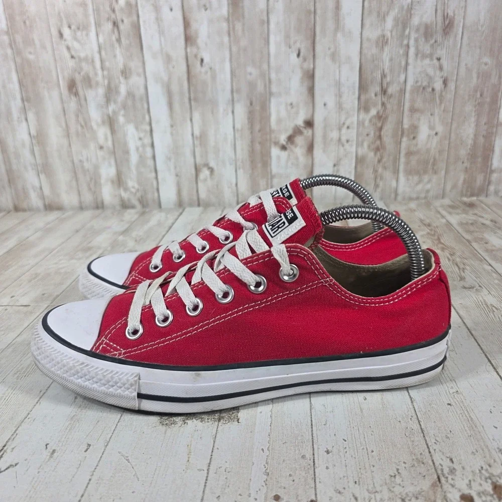 Converse Chuck Taylor All Star Low Top Red Canvas Sneakers M9696 Womens 9 Mens 7 - Picture 4 of 8